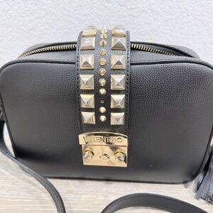 Valentino By Mario Valentino Black Crossbody with Gold Accents